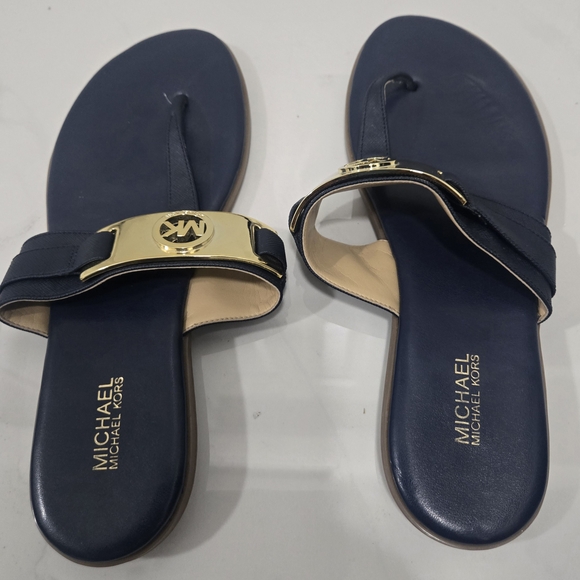 Michael Kors Navy and Gold Sandals - Picture 1 of 5